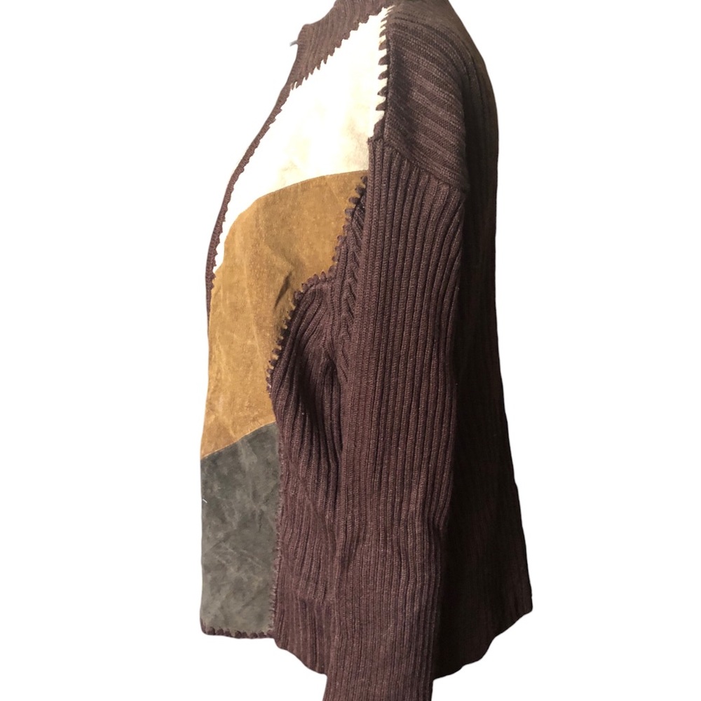 Vintage Designers Originals Studio Suede Brown Sweater 70s Grandmacore Jacket 1X - Picture 3 of 5